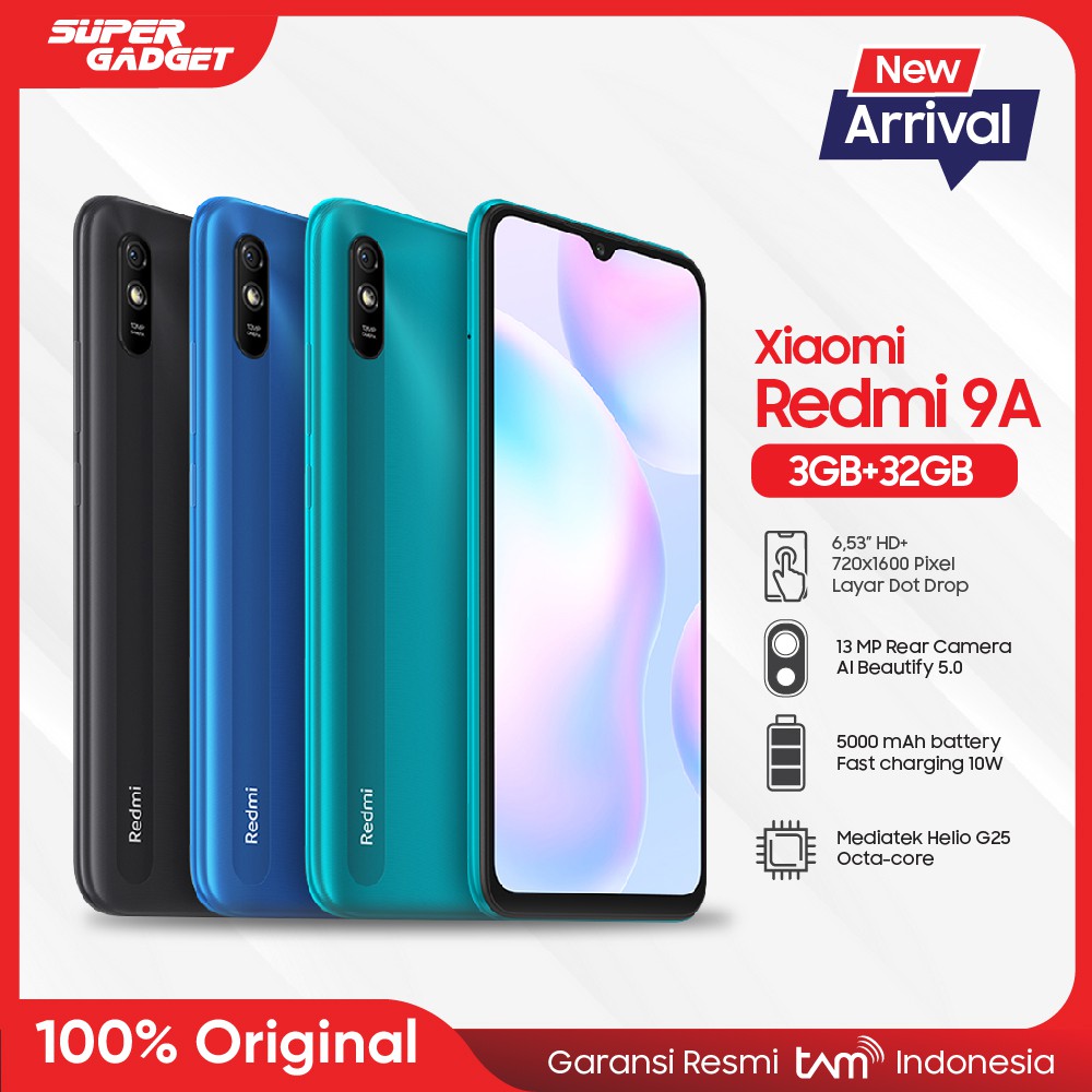 Xiaomi Redmi 9A RAM 2 3 GB ROM 2/32  3/32 - ORIGINAL - Garansi Resmi - MURAH