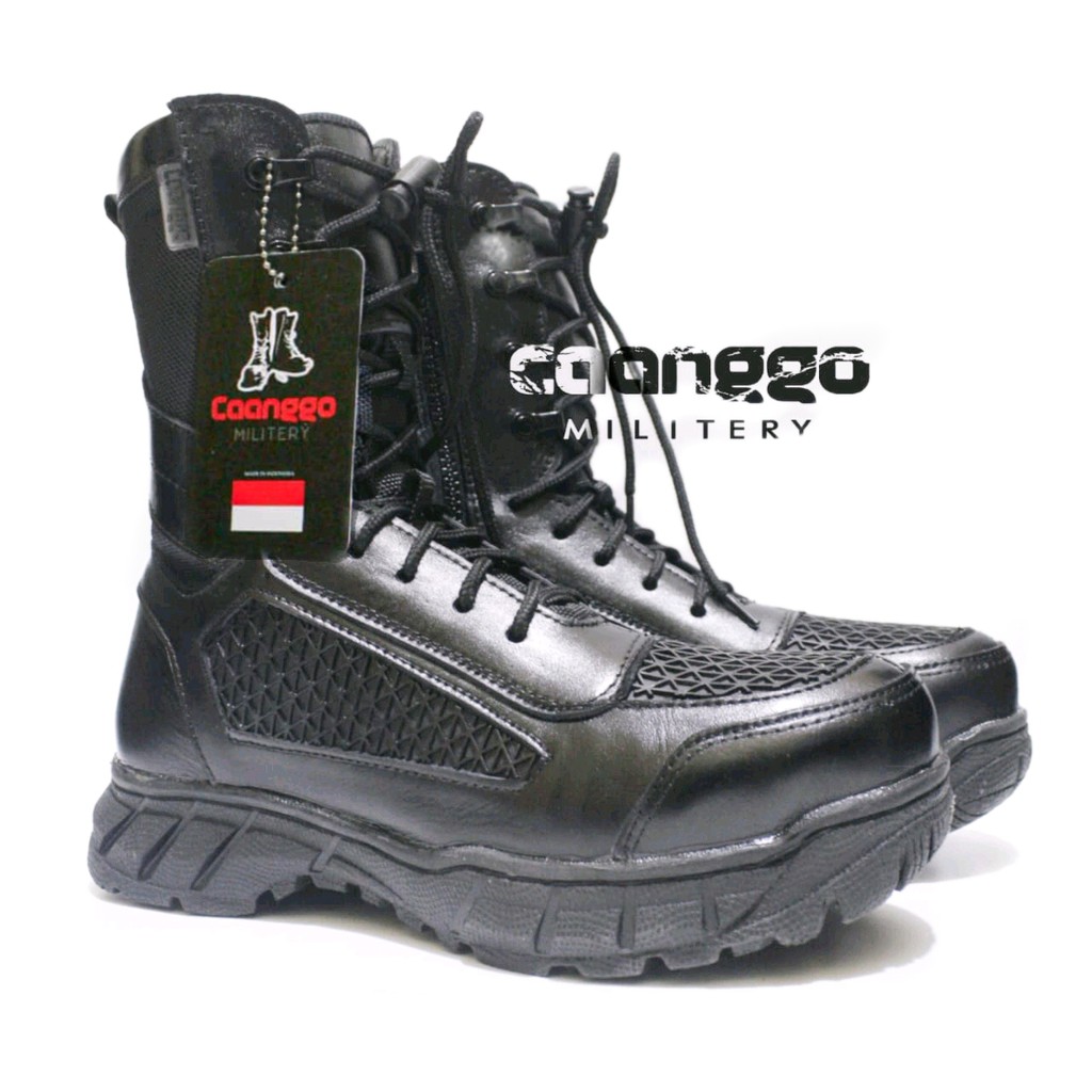 SEPATU PDL CAANGGO Jaring tawon Bahan kulit Asli pdl tni polri-HITAM