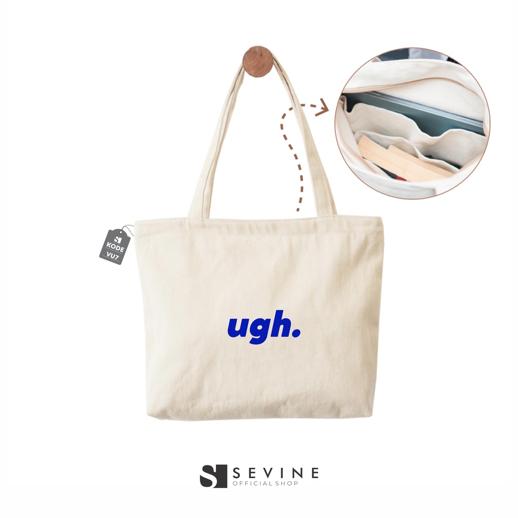 Sevine Tote Bag Kanvas Emily Resleting Kantong Tas Laptop Wanita Kuliah Sekolah Totebag Kerja Quotes Vintage Aesthetic - VU