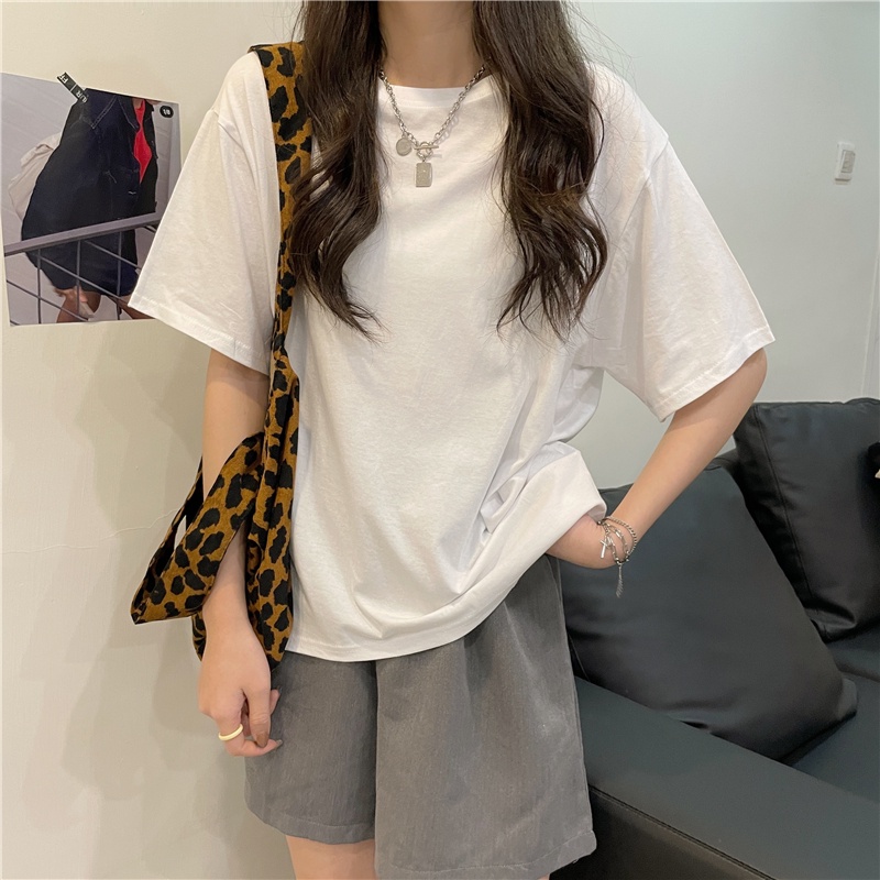 [chaoo.id] korean style atasan wanita/atasan warna putih/baju atasan Loose wanita /atasan kaos atasan wanita/Printed T-shirt/ kaos atasan baggy wanita