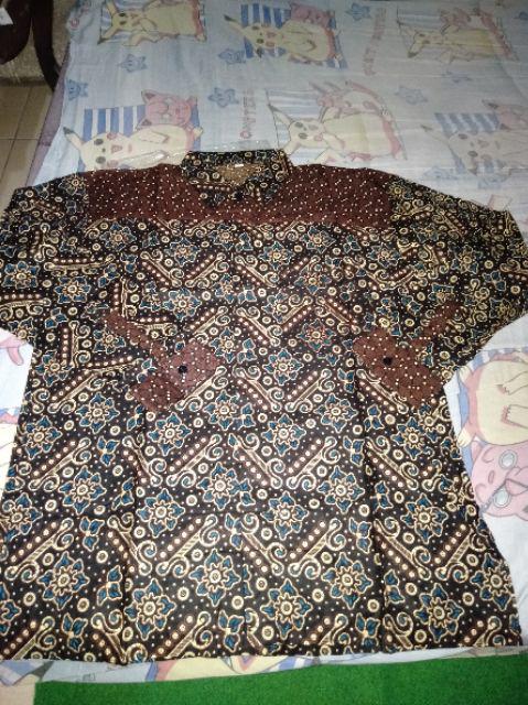Kemeja Batik Lengan Pendek 021 Risna Batik Hrb026 Hem Batik Murah Seno Sogan Bakung Padi Manggar
