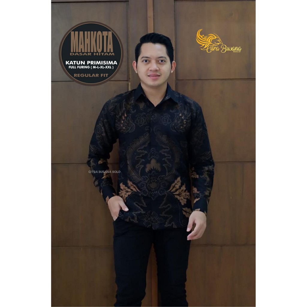 MAHKOTA Kemeja Batik Pria Full Furing Bahan Katun Halus Primisima