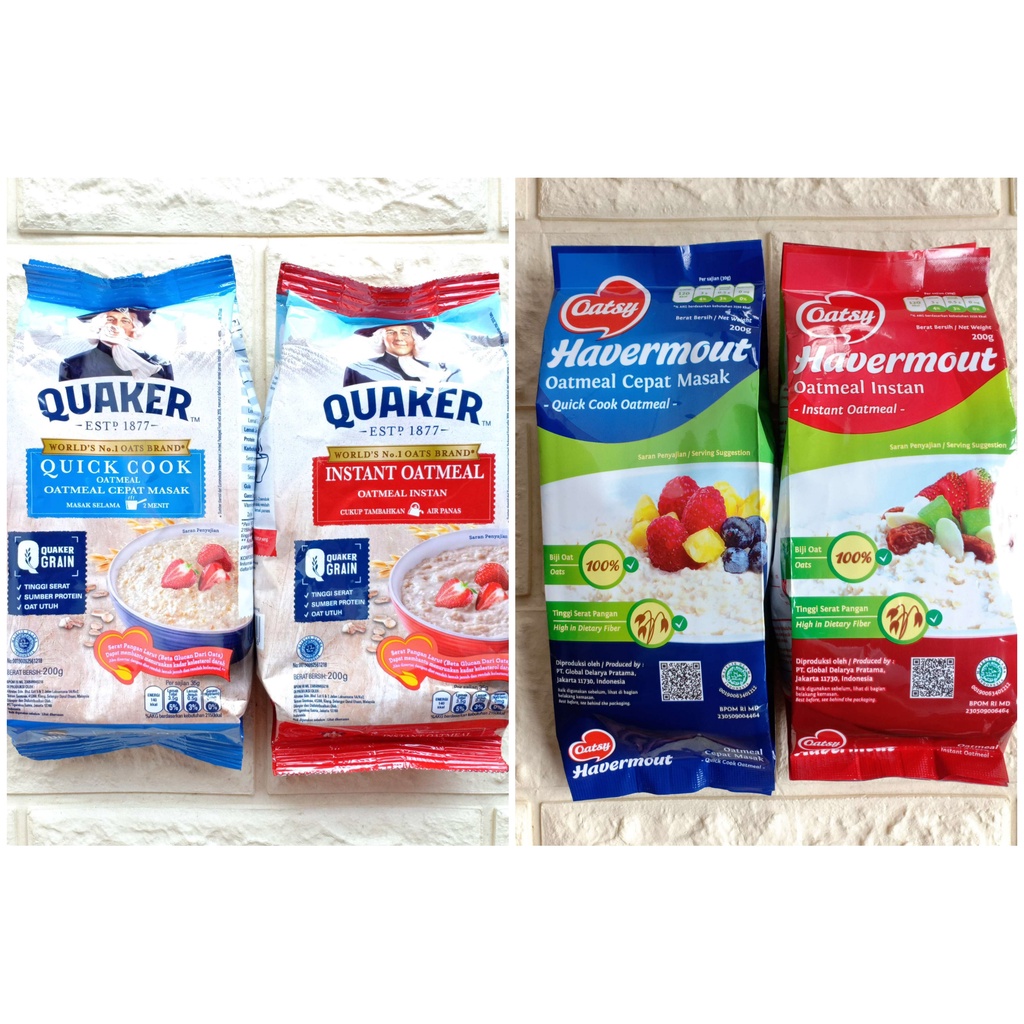 Quaker Oats Oat Havermout Oatsy Instant 200gr Oatmeal Quick Cook Instan Cepat Masak Menu Sarapan Sereal Anak 200 gr