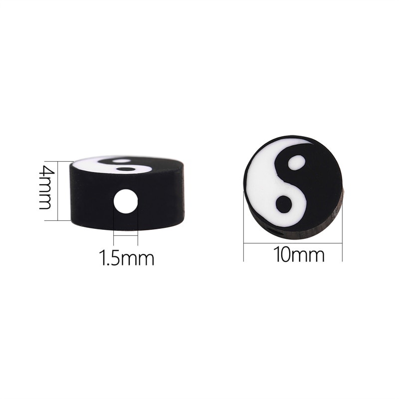 30Pcs/lot 10mm White Black Tai Chi Round Clay Polymer Beads For DIY Jewelry Making Yin Yang Bracelet Necklace Accessories