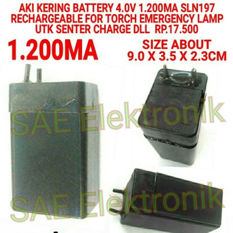 SLN197 AKI KERING 1200MA 4V BATTERY LAMPU EMERGENCY AKI SENTER BATTERY( Short Speks Baca Keterangan 