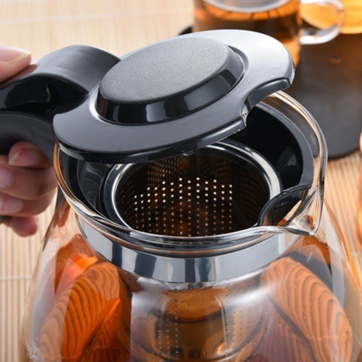 Cangkir Teapot Teko Teh Kopi Kaca Saringan Infuser Tea Halus 1100ml / Teko Cangkir Teh Kopi Gelas Ko