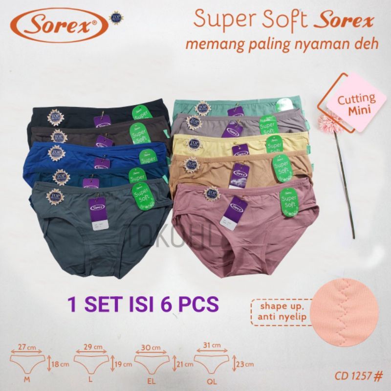 6PCS / Setengah Lusin Sorex CD Wanita 1257 Super Soft Lembut