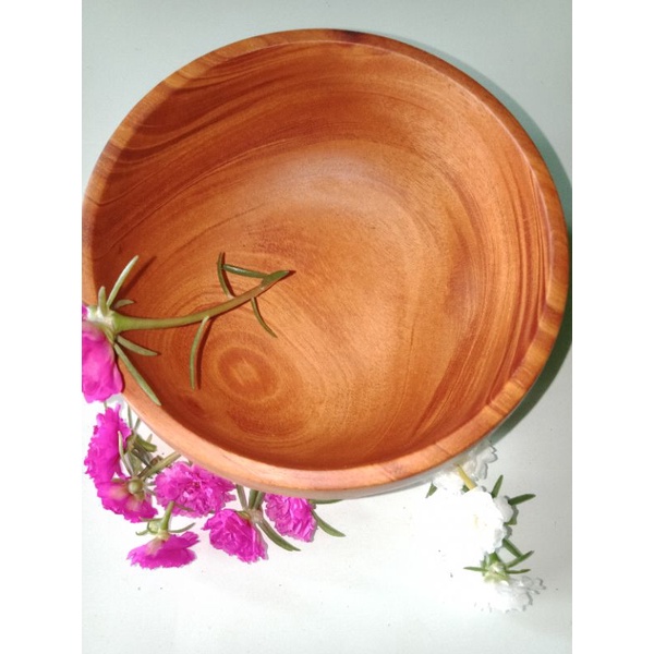 wooden bowl /mangkok mahoni cembung besar 17cm