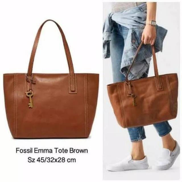 Tas Fossil Emma Tote Shopper Brown Original Shopee Indonesia