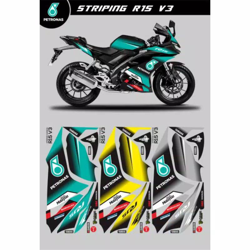 Decal Striping Sticker Variasi Yamaha R15 V2 Motif Petronas