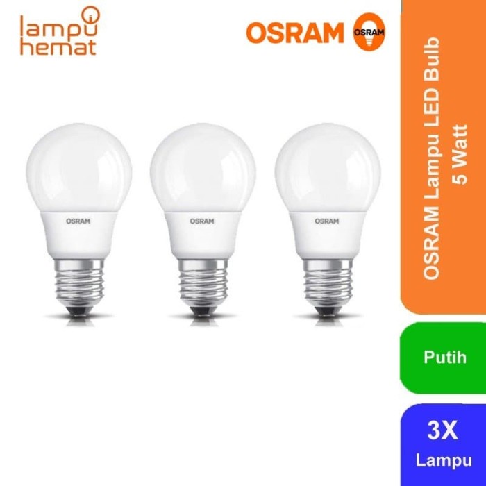 Paket 3 pcs 5watt Osram Lampu led Bohlam LED 5 Watt 3 Pcs - Putih Original