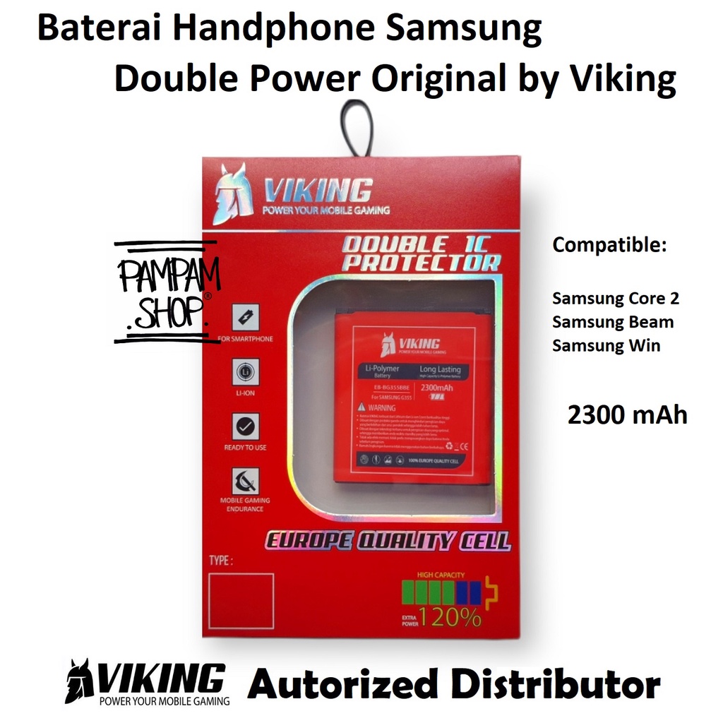 Baterai VIKING Double Power Original Samsung Galaxy Core 2 G355H G355 Batre Batrai Battery Handphone