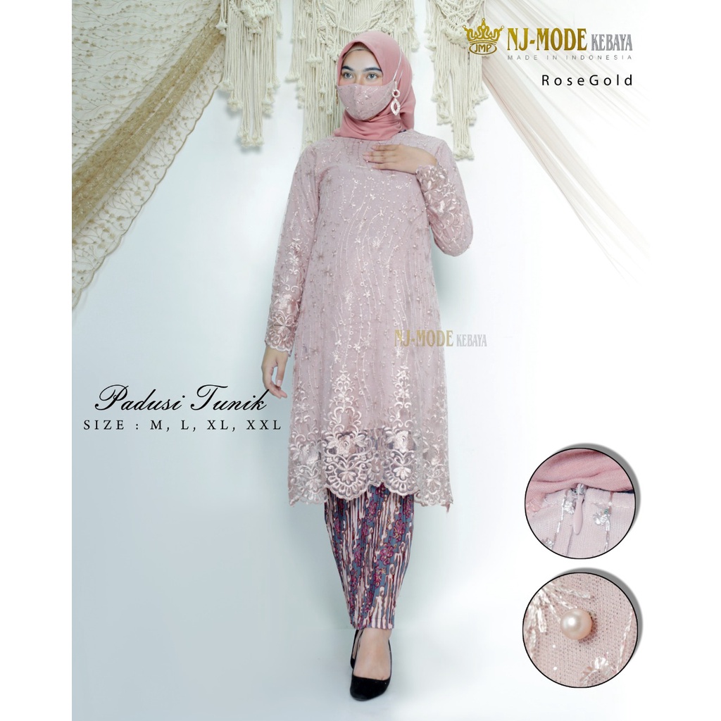 NJM&gt; SET TUNIK PIDUSI / KEBAYA TUNIK TULLE BORDIR - BAJU KEBAYA MODERN - KEBAYA PESTA &amp; KONDANGAN