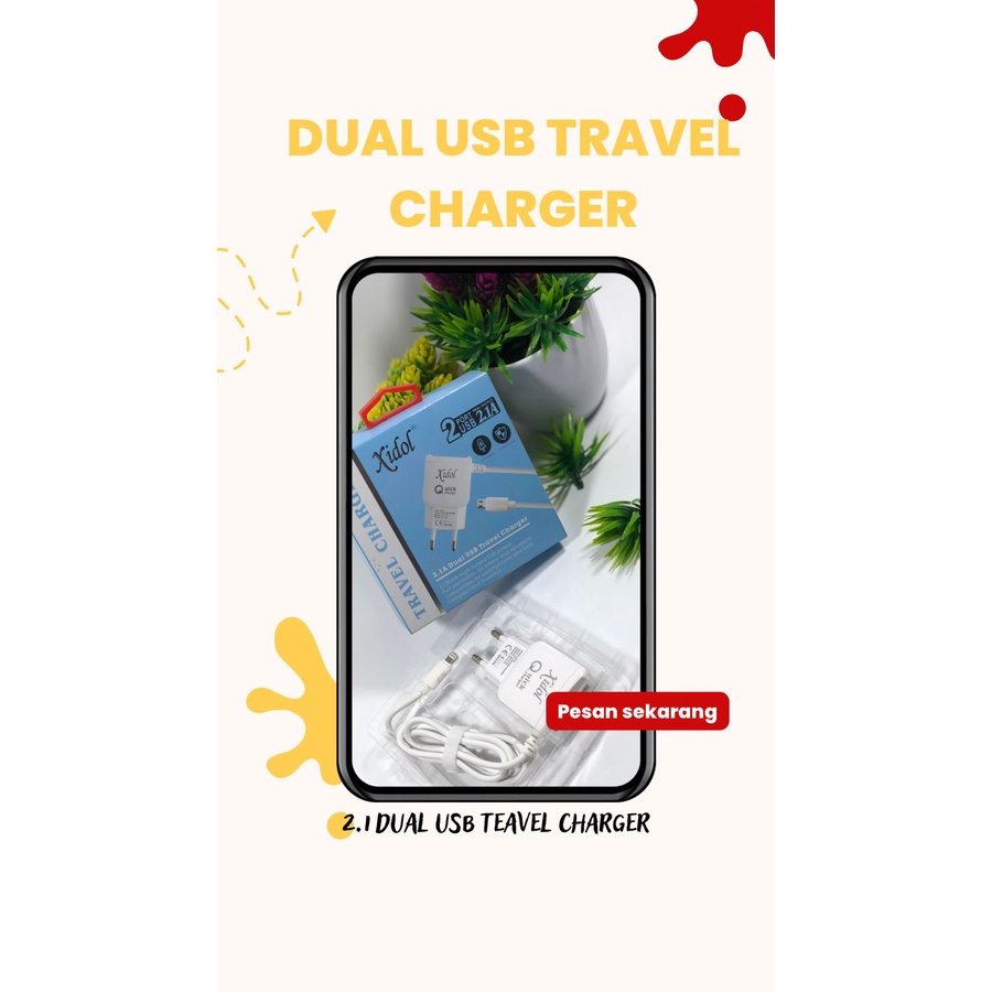 DUAL USB TRAVEL CHARGER TC USB IDOL CARGER