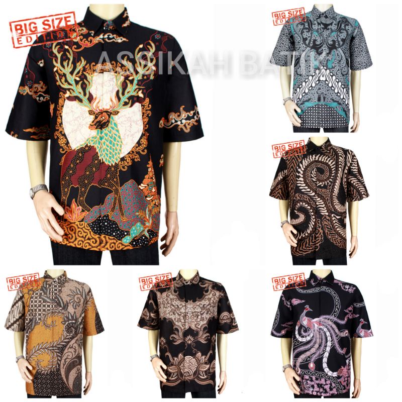 Kemeja Baju Batik Ukuran Jumbo Lengan Pendek Atasan Pria BIG SIZE XXL XXXL XXXXL