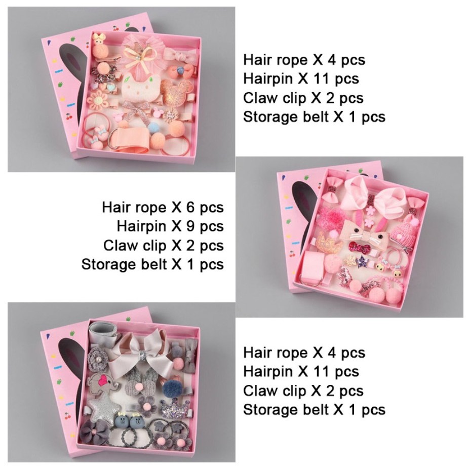 Ikat Jepit Rambut 18 Pcs Set FJ18 FREE BOX Kualitas Tinggi Karet Jepitan Gaya Korea Fashion Hair Pin