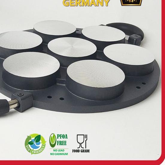 ✼ MOEGEN cetakan kue martabak mini kue lumpur snack maker 7 lubang datar cake pan ♜