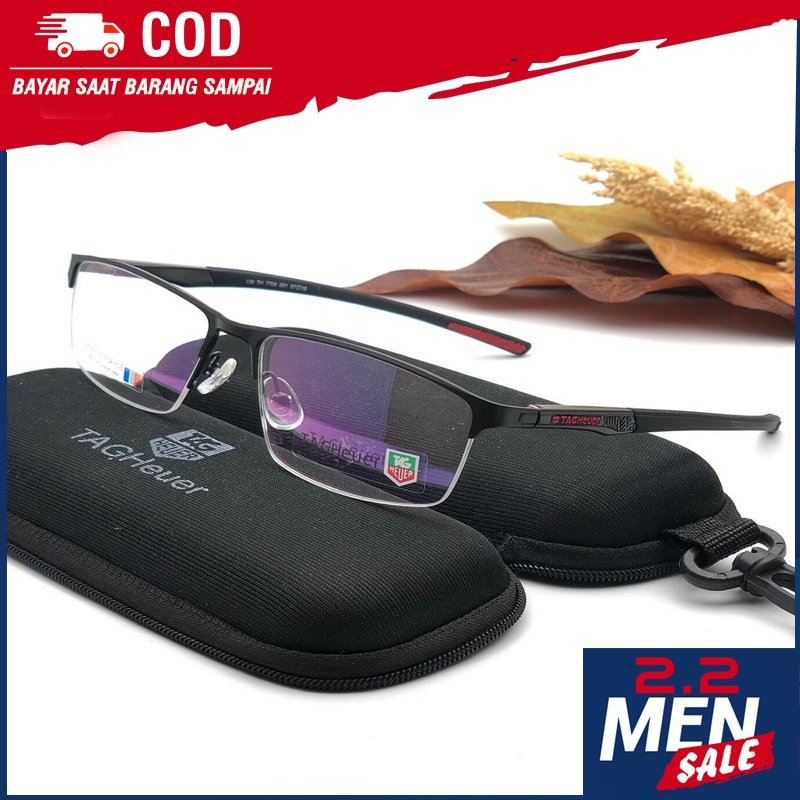 Frame Kacamata Tag Heuer Half Senur Gantung Pria th7708 Rimless size 57