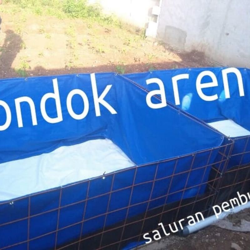 kolam terpal kotak ukuran 3 x 2.5 x 70. bahan orchid semi karet