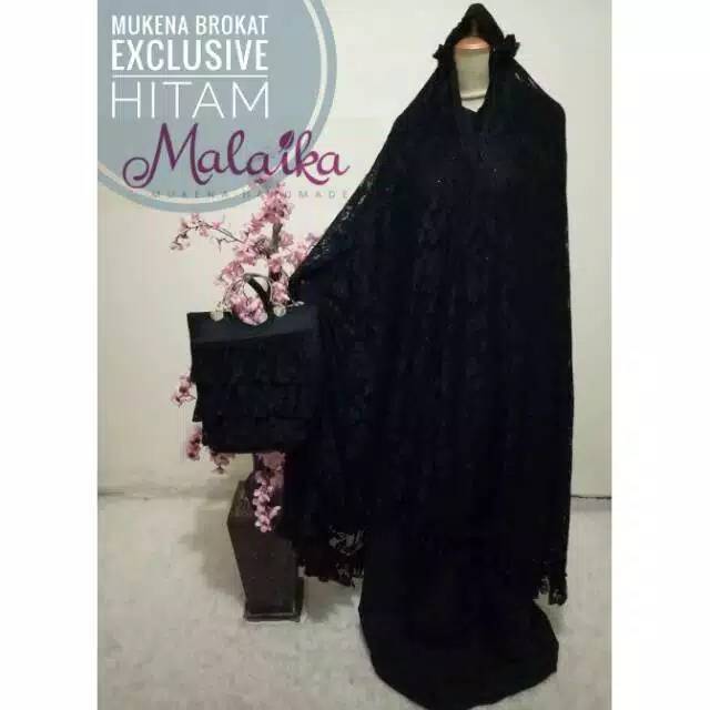 PL MUKENA HITAM MALAIKA BRUKAT EXCLUSIVE SERIES MEWAH