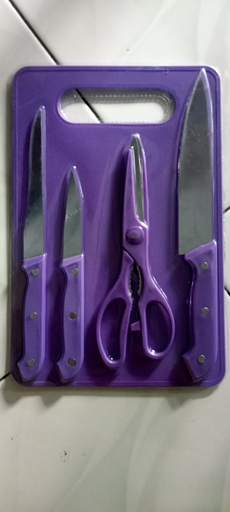 Set Pisau Dengan Talenan Stainless Steel Pisau Koki, Gunting Dapur , Multi-fungsi Pisau/harro