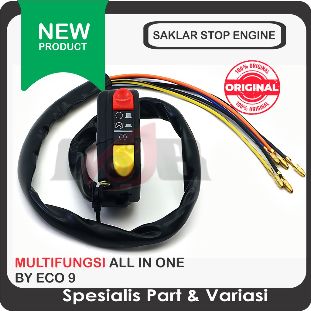 Saklar Stater Stop Engine Luminos Tombol Lampu Dim Klakson Jepit Stang Universal