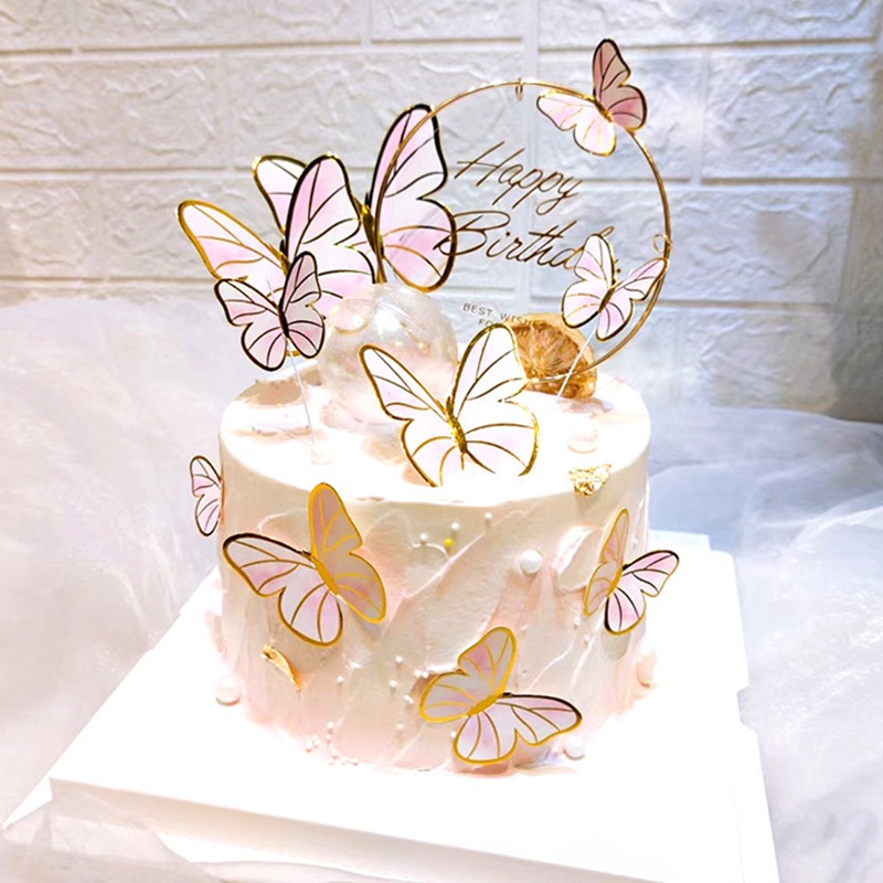 Topper Kue Bentuk Peri Kupu-Kupu Aksen Glitter Untuk Dekorasi Pesta Ulang Tahun Pernikahan Butterfly