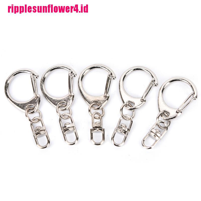 10pcs Gantungan Kunci Split Ring Pendek Warna Silver Polished