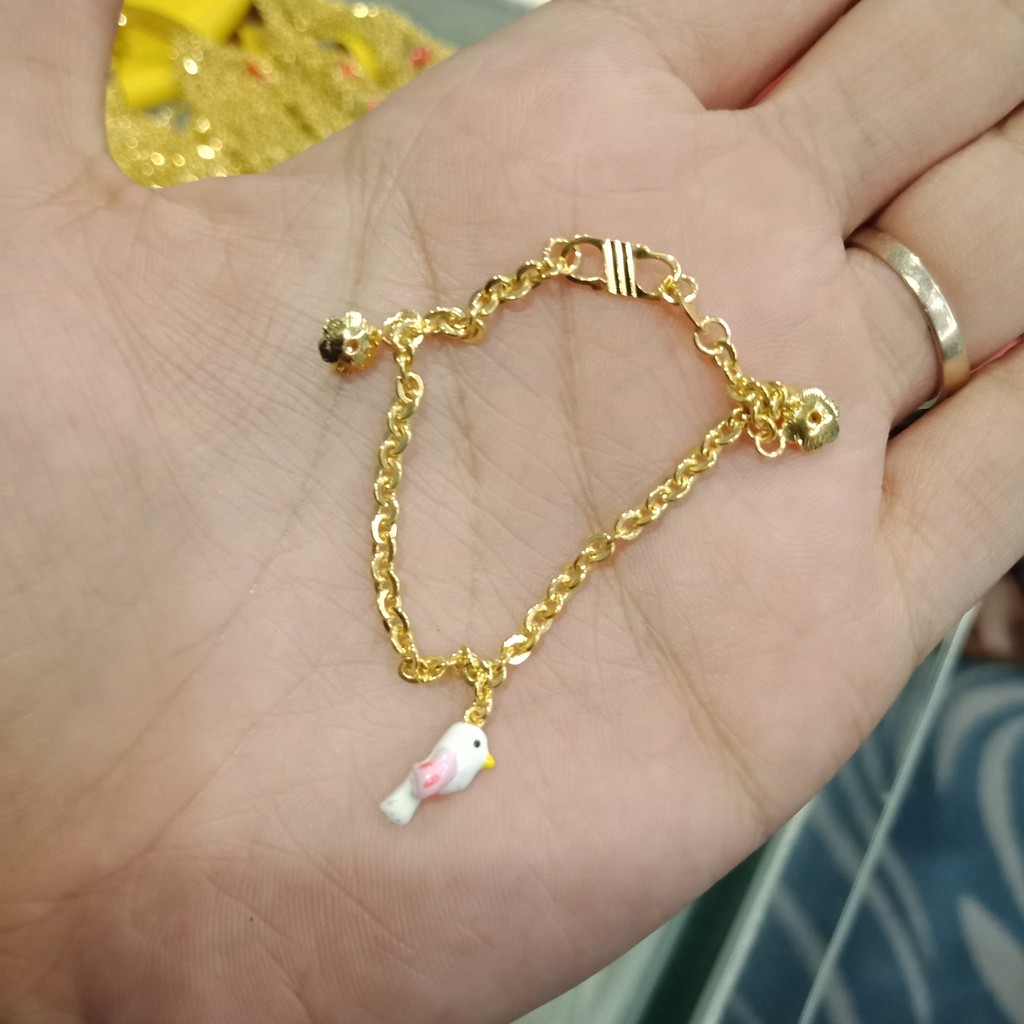 Gelang tangan anak tali anak dan dewasa emas asli kadar 700 70% 22 hello kitty burung strawberry ayam