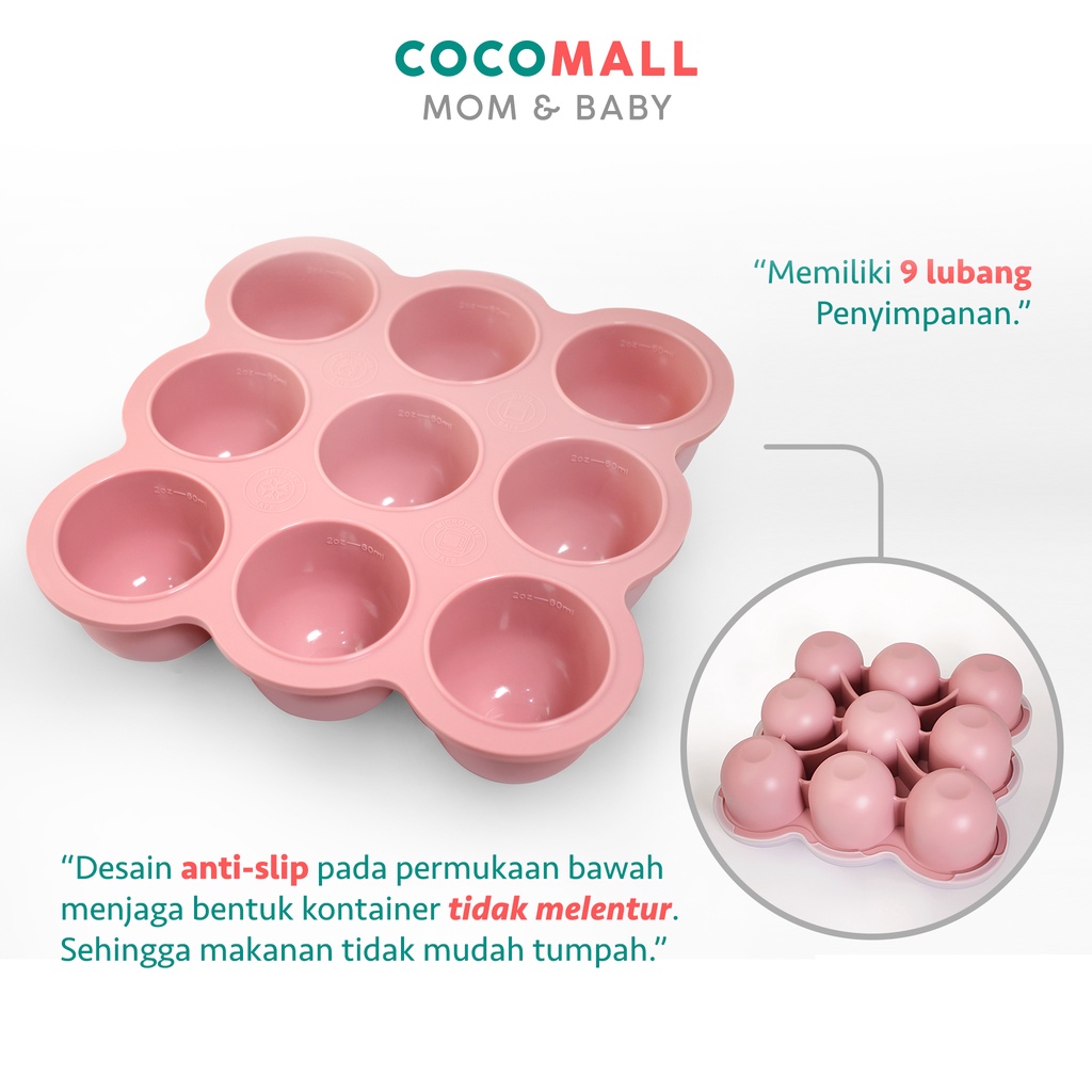 COCOMALL Tempat Kaldu Mpasi Silicon - Silicone Food Tray Cube - Silicone Food Container - Cetakan Kaldu Mpasi Silikon Freezer - Wadah Kaldu Mpasi Bayi - Penyimpanan Kaldu Mpasi