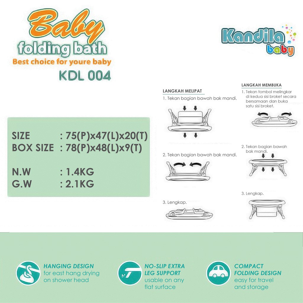 Makassar - Bak Mandi Bayi Lipat/Kandila Folding Bath/Baby Bath Tub Seperti Karibu - KDL002 KDL004