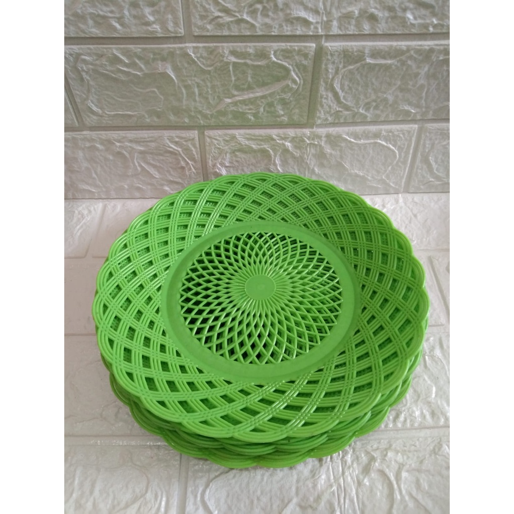 SL27 HARGA 3 PCS - Piring Rotan Plastik Anyaman  Murah - Ungu-hijau-biru