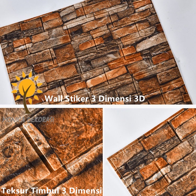  Wallpaper Dinding 77 x 70 CM Stiker Wallfoam 3D Sticker Dekorasi Kamar Rumah Murah Seri Batu Alam-1
