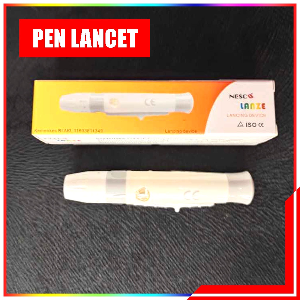 Nesco Lanze Pen Lancet Pen Jarum Auto Click Bonus 5 Jarum  /Alat Tusuk Jarum / Lancing Device Mode - Pen Bekam Lancing Device Pen Lancet General Care Free 5 Jarum