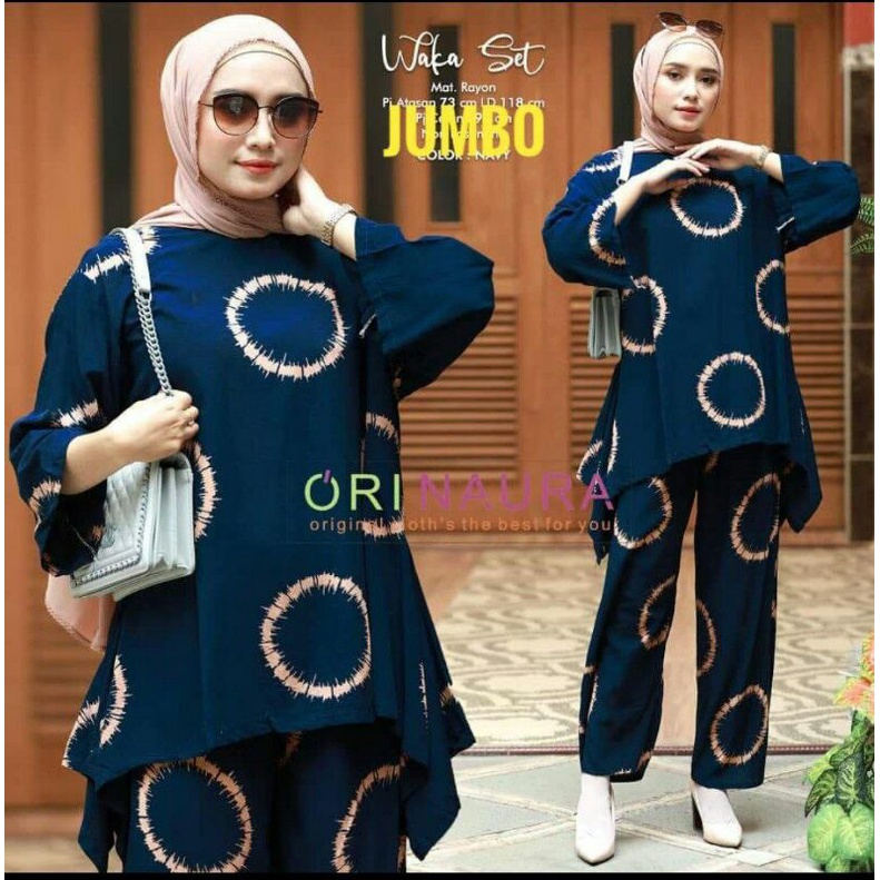 ANNAJA LAIKA SET TUNIK setelan tunik Rayon Premium celana kringkel