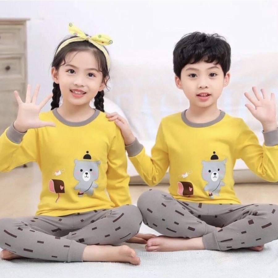 BAJU TIDUR ANAK UNISEX BALITA 5THN KAOS SETELAN CELANA PANJANG NEW