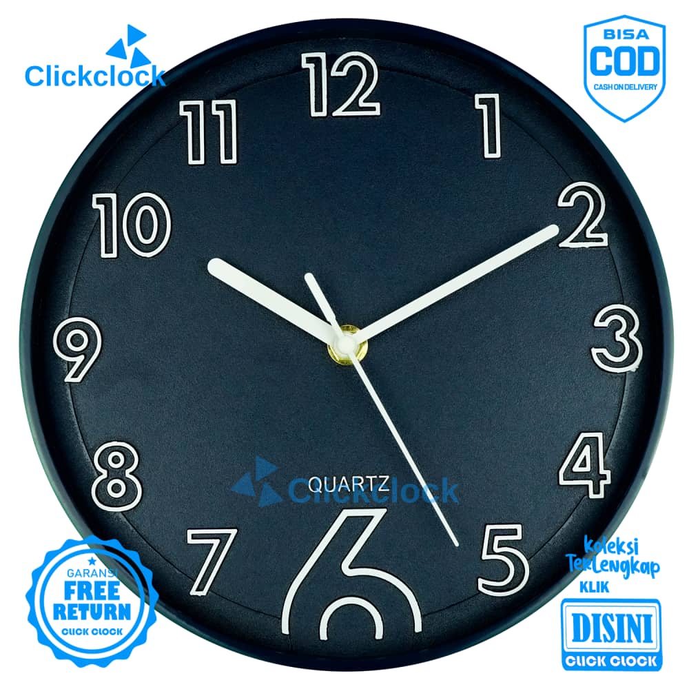 Jam Dinding Quartz Minimalis Navy Blue Alari GD-9872ZH Besar Hiasan Kamar Murah