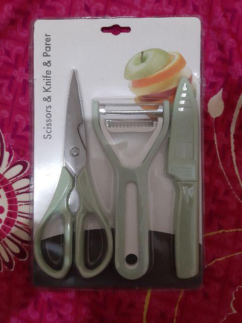 Benco Alat Masak Set 3 Pcs Pisau Gunting Pengupas Buah Lengkap Serbaguna Multifungsi