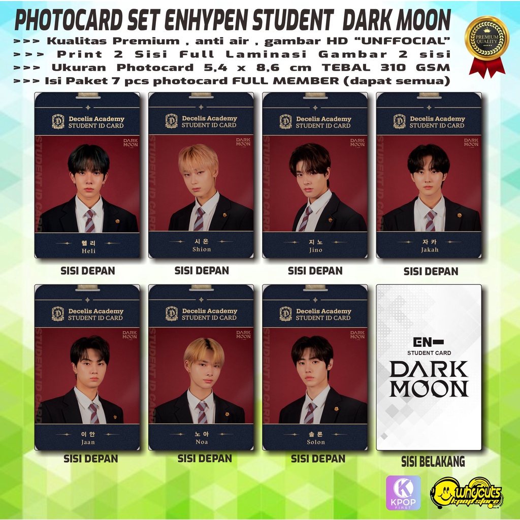 PHOTOCARD FULL SET PREMIUM ENHYPEN DILEMMA LIVE PHOTO SELFIE COLLECTION // FULL PRINT 2 SISI LAMINASI GLOSSY ISI 7 PCS