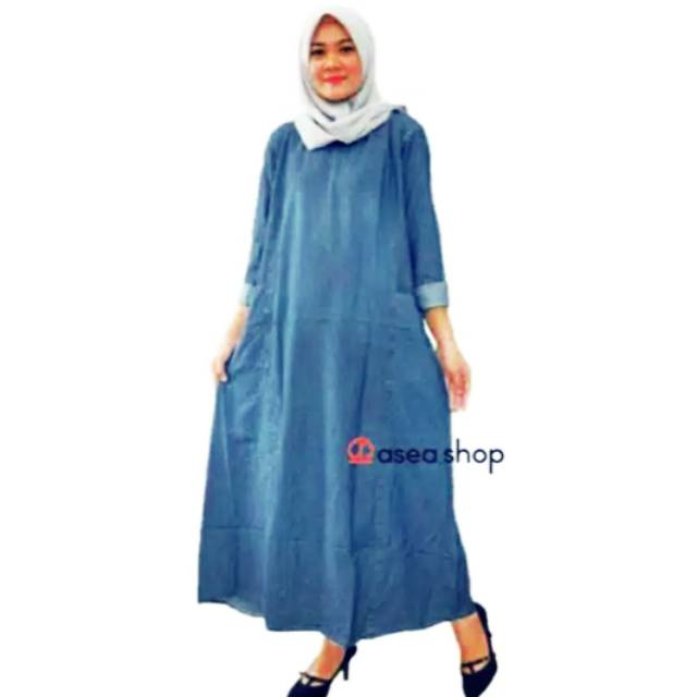 Toko Aminah itc Berry maxy dress / Gamis jeans