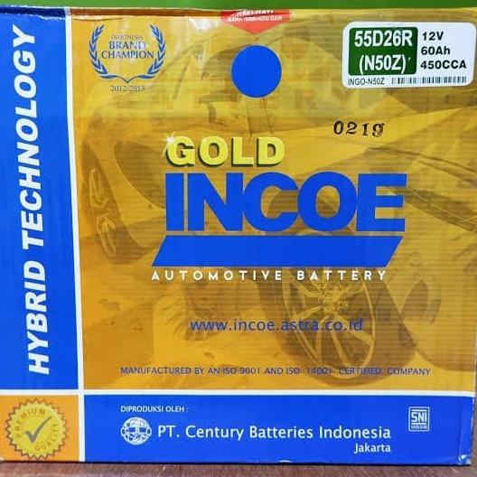 Aki Mobil Kijang Super INCOE GOLD Astra N50Z Aki Basah 12V / 60 Ah