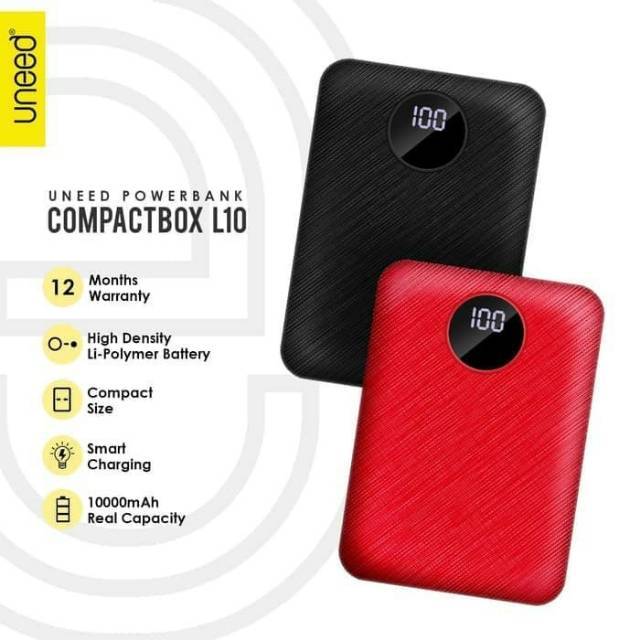 Power Bank 10000mAH UNEED Powerbank CompactBOX L10 PowerBank Mini Real Capacity