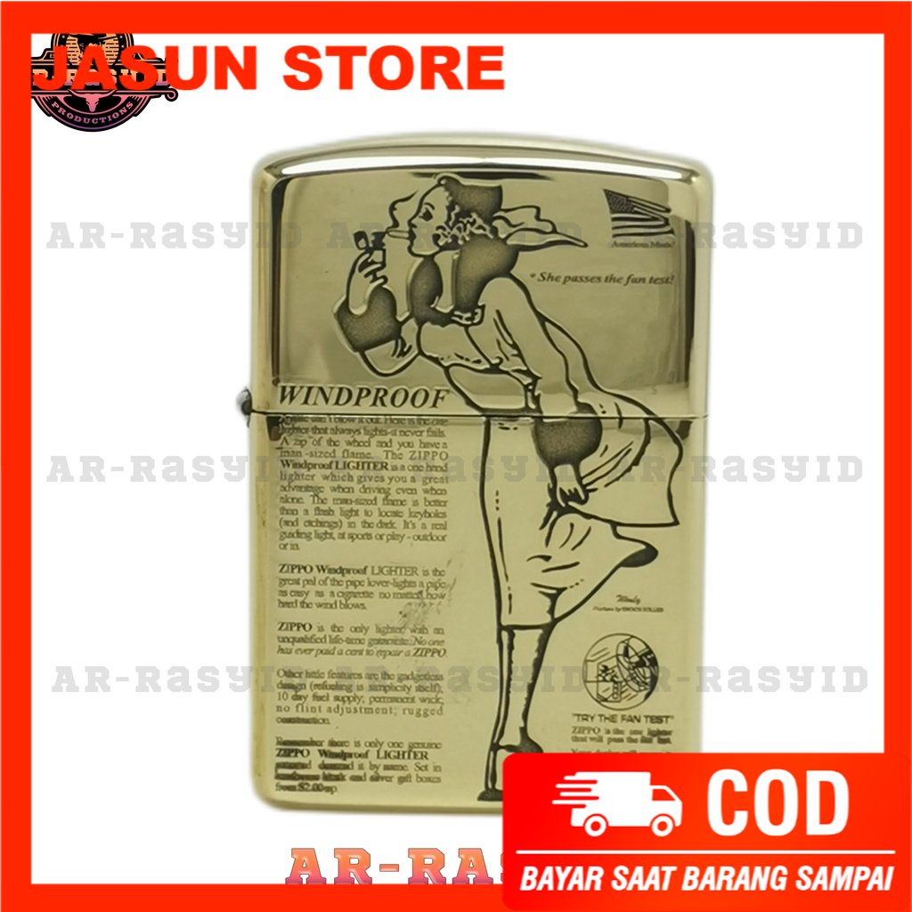 Korek Api Minyak Zippo Gold Ukir Motif Zippo Windproof 168 3962-6