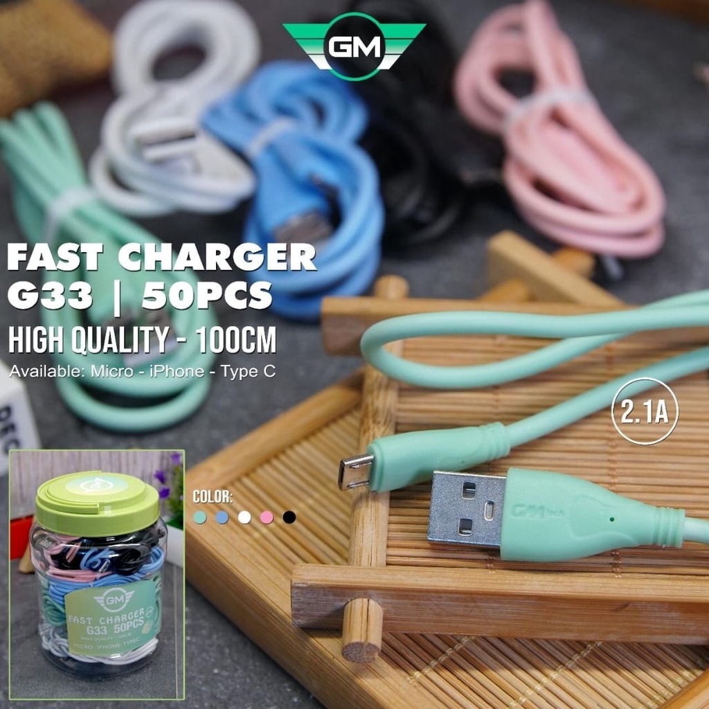 Kd Kabel data macaron G33 micro usb fast charging(1toples 50pcs)