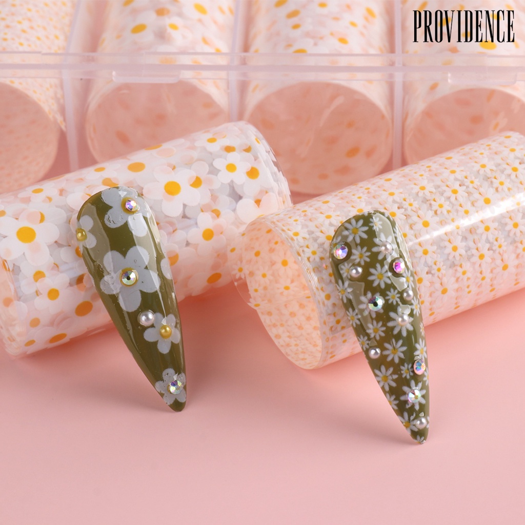 Providence 10 Rol / Set Stiker Kuku Motif Bunga Krisan Untuk Aksesoris Nail Art / Manicure