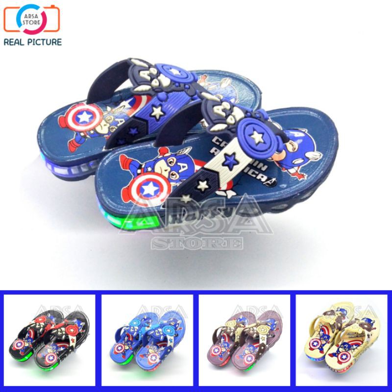 Sandal Anak Laki laki / Sendal LED Lampu / Sendal Karet Murah / Kado Untuk Anak Usia 2 - 7 Tahun