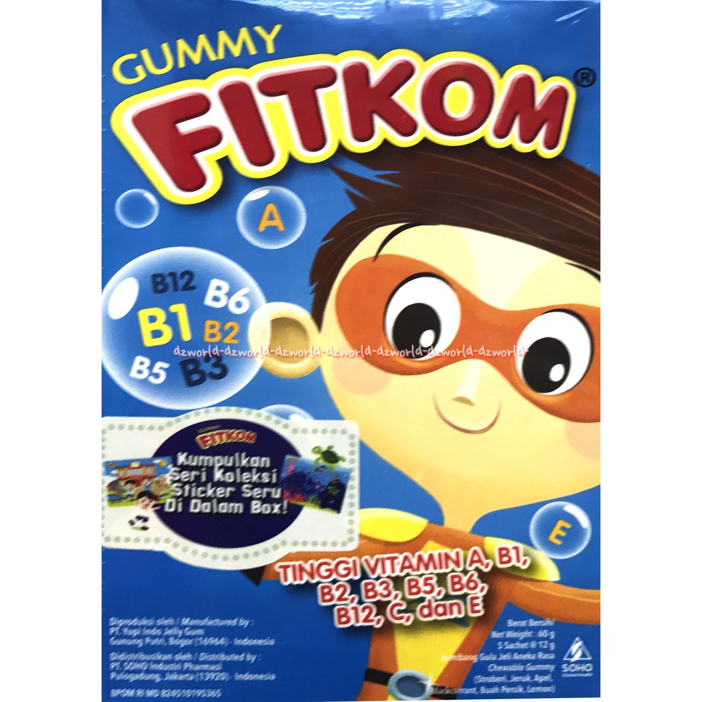 Fitkom Gummy Tinggi Vitamin Biru Gel Vitamin Dari Buah Dan Sayur Alami Gumy Gumi Gammy