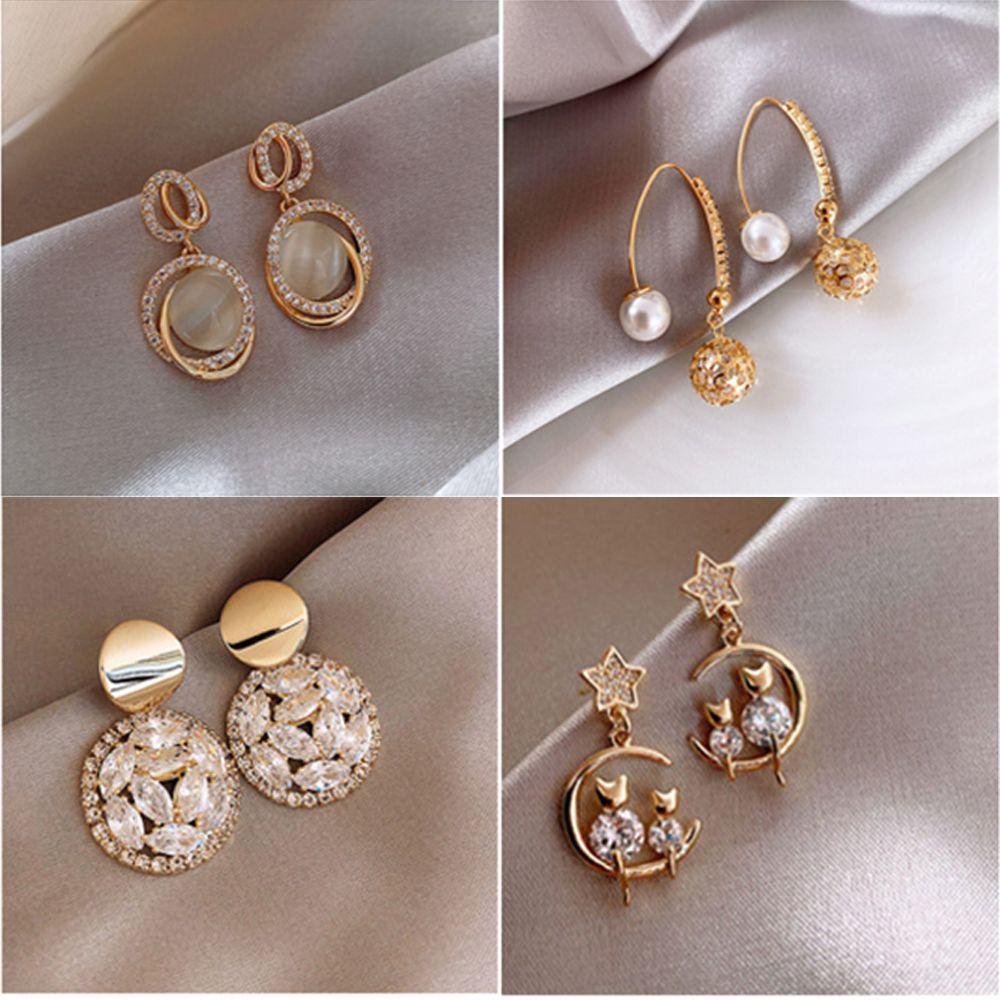 Preva Anting Juntai Geometris Bahan Alloy Lovely Untuk Wanita Stud Earring