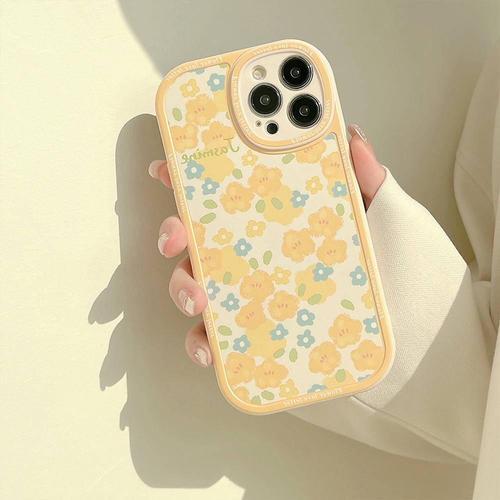 Soft Case Pelindung Motif Bunga Warna Kuning Terang Tahan Banting Untuk Iphone 7 8 PLUS X XR XS 11 12 13 14 MINI PRO MAX SE 2020