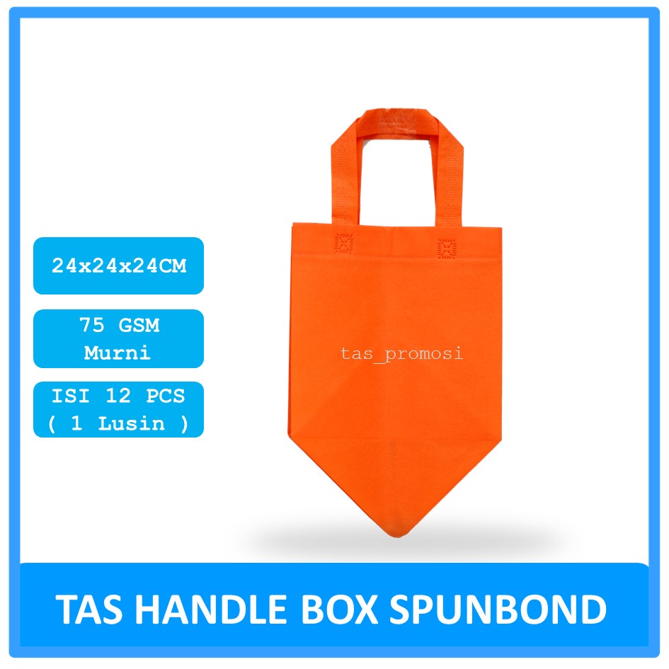 Goodie Bag Spunbond Box 24x24x24 Orange Satuan / Tas Spunbond Polos